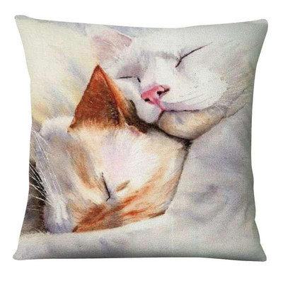 Élénk Kitten Art Print Párnahuzat Akvarell Macskák Festés Párna Dekoratív Párnák Otthoni Párna Dekoráció Kanapé Díszpárnák