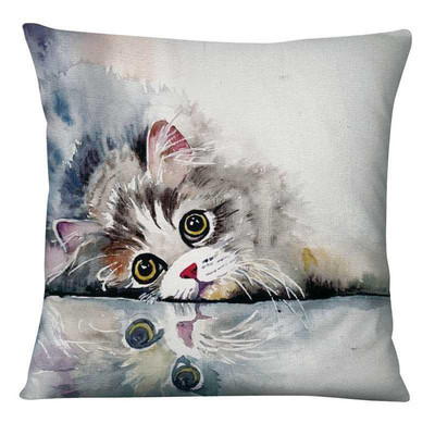 Élénk Kitten Art Print Párnahuzat Akvarell Macskák Festés Párna Dekoratív Párnák Otthoni Párna Dekoráció Kanapé Díszpárnák