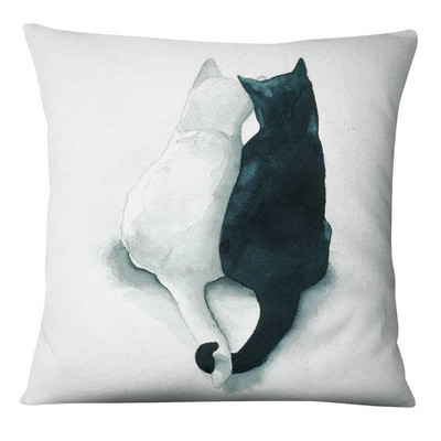 Élénk Kitten Art Print Párnahuzat Akvarell Macskák Festés Párna Dekoratív Párnák Otthoni Párna Dekoráció Kanapé Díszpárnák