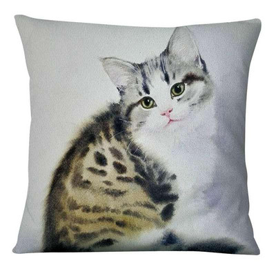 Élénk Kitten Art Print Párnahuzat Akvarell Macskák Festés Párna Dekoratív Párnák Otthoni Párna Dekoráció Kanapé Díszpárnák