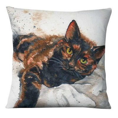 Élénk Kitten Art Print Párnahuzat Akvarell Macskák Festés Párna Dekoratív Párnák Otthoni Párna Dekoráció Kanapé Díszpárnák