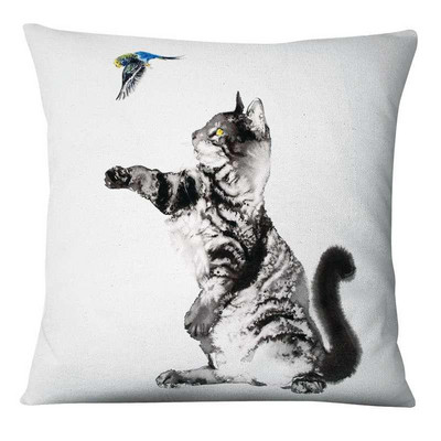 Élénk Kitten Art Print Párnahuzat Akvarell Macskák Festés Párna Dekoratív Párnák Otthoni Párna Dekoráció Kanapé Díszpárnák