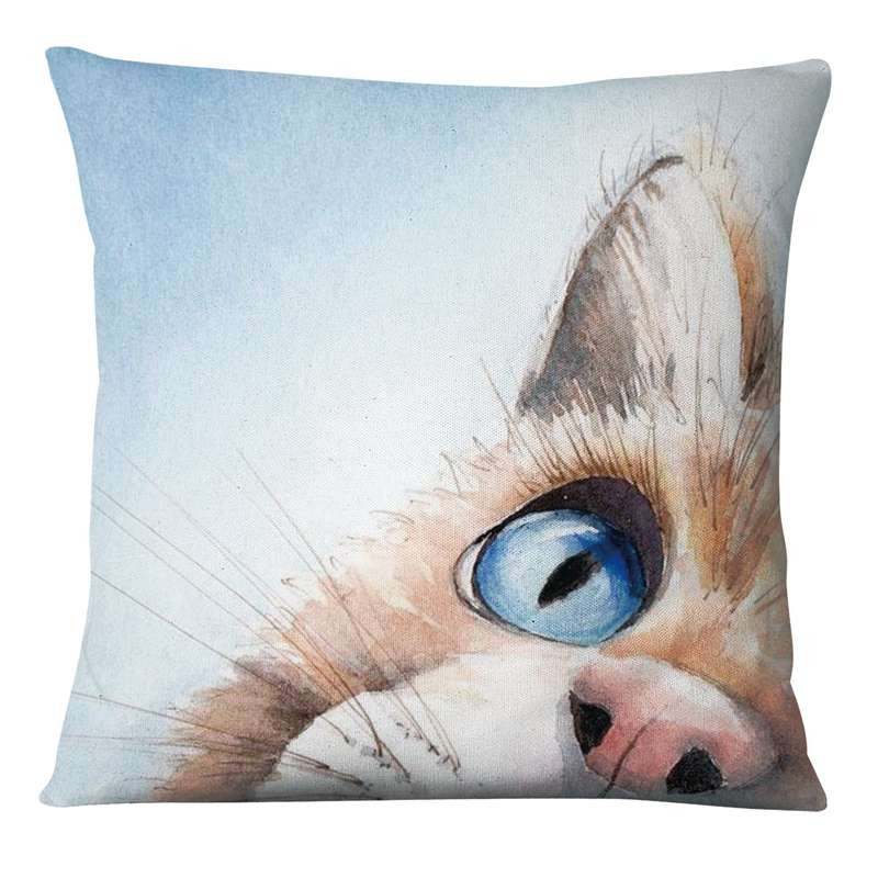 Élénk Kitten Art Print Párnahuzat Akvarell Macskák Festés Párna Dekoratív Párnák Otthoni Párna Dekoráció Kanapé Díszpárnák