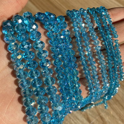 3/4/6/8 mm fasetirane okrugle austrijske kristalne perle, sjajne staklene rondelle razmaknice za ručni rad, izradu nakita Diy narukvica 15''