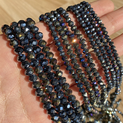 3/4/6/8 mm fasetirane okrugle austrijske kristalne perle, sjajne staklene rondelle razmaknice za ručni rad, izradu nakita Diy narukvica 15''