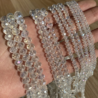 3/4/6/8 mm fasetirane okrugle austrijske kristalne perle, sjajne staklene rondelle razmaknice za ručni rad, izradu nakita Diy narukvica 15''