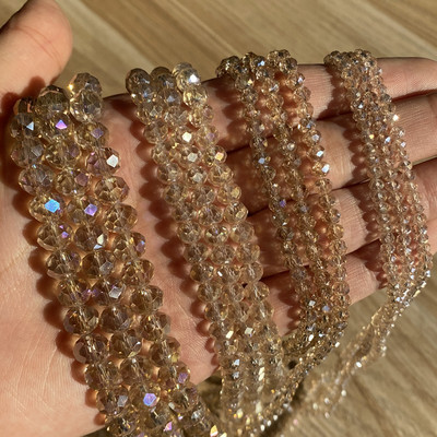 3/4/6/8 mm fasetirane okrugle austrijske kristalne perle, sjajne staklene rondelle razmaknice za ručni rad, izradu nakita Diy narukvica 15''