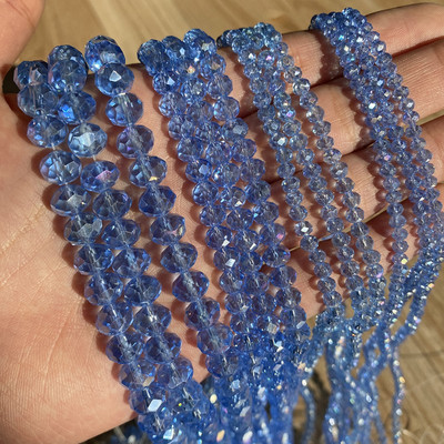 3/4/6/8 mm fasetirane okrugle austrijske kristalne perle, sjajne staklene rondelle razmaknice za ručni rad, izradu nakita Diy narukvica 15''