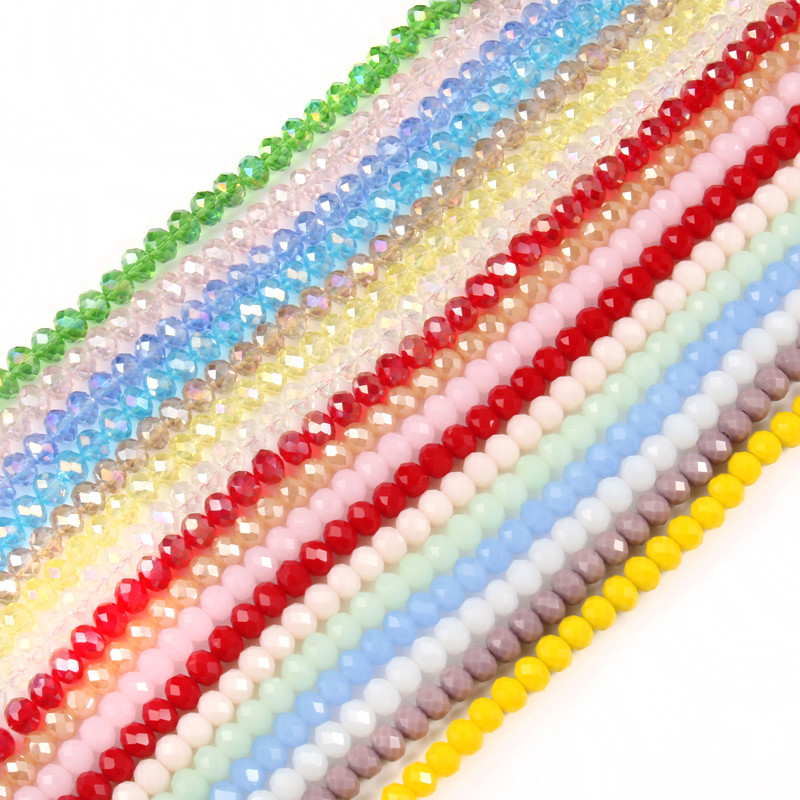 3/4/6/8 mm fasetirane okrugle austrijske kristalne perle, sjajne staklene rondelle razmaknice za ručni rad, izradu nakita Diy narukvica 15''