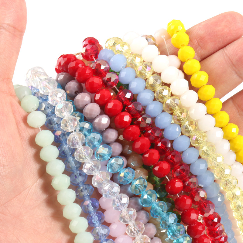 3/4/6/8 mm fasetirane okrugle austrijske kristalne perle, sjajne staklene rondelle razmaknice za ručni rad, izradu nakita Diy narukvica 15''