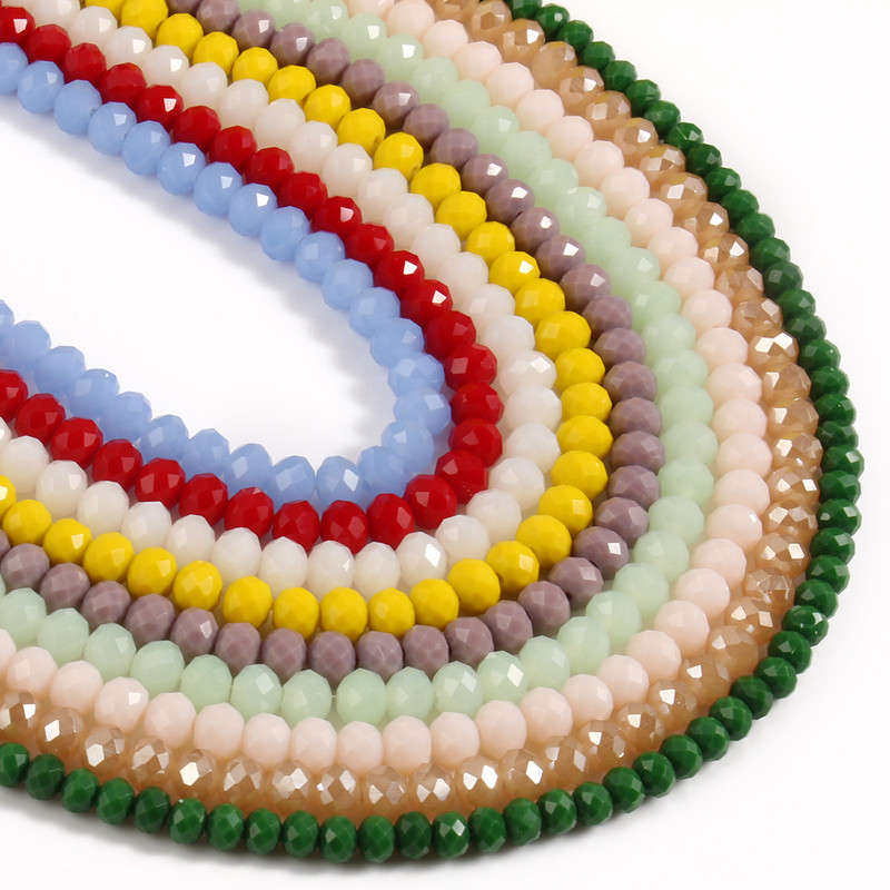 3/4/6/8 mm fasetirane okrugle austrijske kristalne perle, sjajne staklene rondelle razmaknice za ručni rad, izradu nakita Diy narukvica 15''