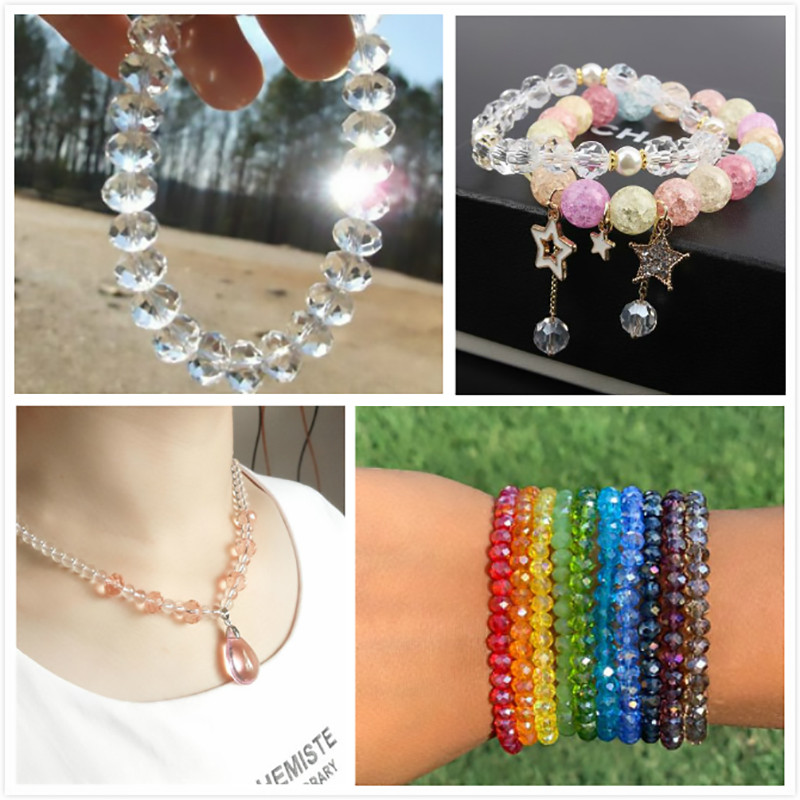 3/4/6/8 mm fasetirane okrugle austrijske kristalne perle, sjajne staklene rondelle razmaknice za ručni rad, izradu nakita Diy narukvica 15''