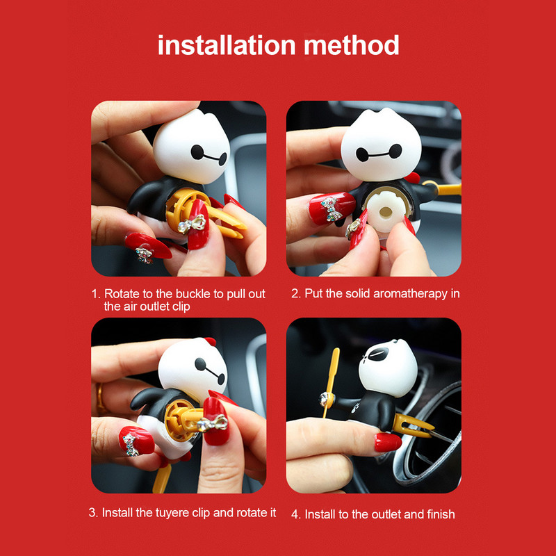 Odorizant pentru mașină Panda Panda Elice rotative Ieșire Parfum Design magnetic Accesorii auto Parfum interior difuz