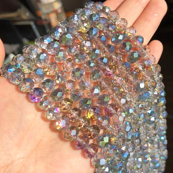 AB Clear Green Rainbow Austria Crystal Glass Beads Χαλαρές χάντρες Rondelle για την κατασκευή κοσμημάτων Diy αξεσουάρ βραχιολιών 3 4 6 8mm