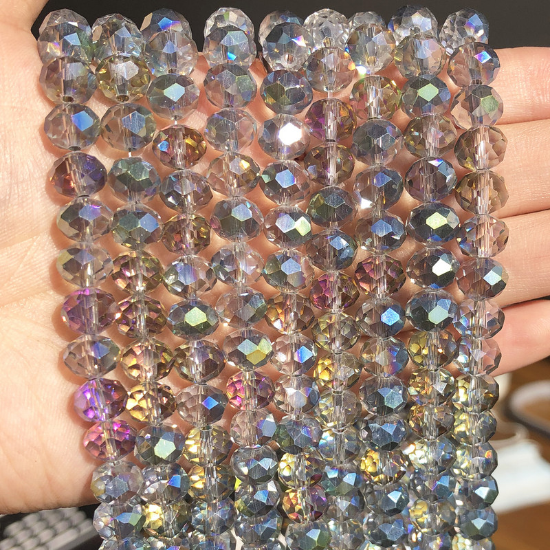 AB Clear Green Rainbow Austria Crystal Glass Beads Loose Rondelle Perle za izradu nakita Diy Narukvice Dodaci 3 4 6 8 mm
