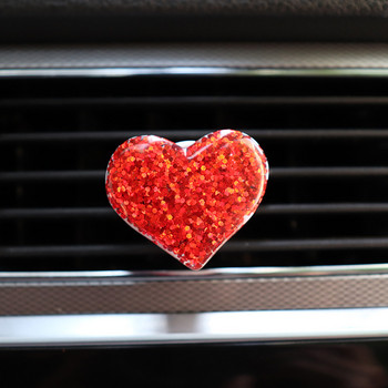 Full Drill Diamond Love Heart Автомобилен освежител за въздух Вентилационен отвор за климатик Щипка за парфюм 1 бр. Щипка за парфюм + 2 бр. Ароматерапевтичен блок
