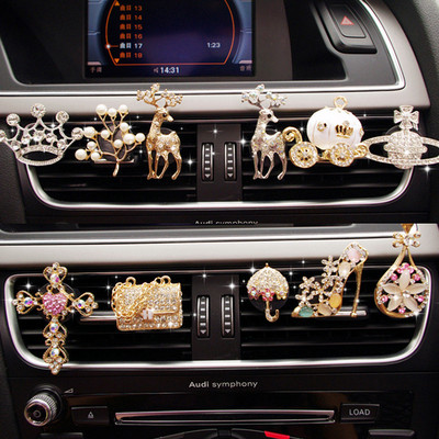 Nauji Diamond Flower Deer Crown Cross Car Styling Oro gaivikliai Kvepalai Automobiliams Oro Kondicionierius Ventiliacijos Kvapų Žaislai Automobilių Priedai
