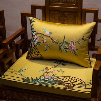 Κάλυμμα μαξιλαριού DUNXDECO Διακοσμητική Μαξιλαροθήκη Μοντέρνα Κινεζική Παραδοσιακή Φλώρα Πουλί Πολυτελές Κέντημα Διακόσμηση καρέκλας καναπέ Coussin