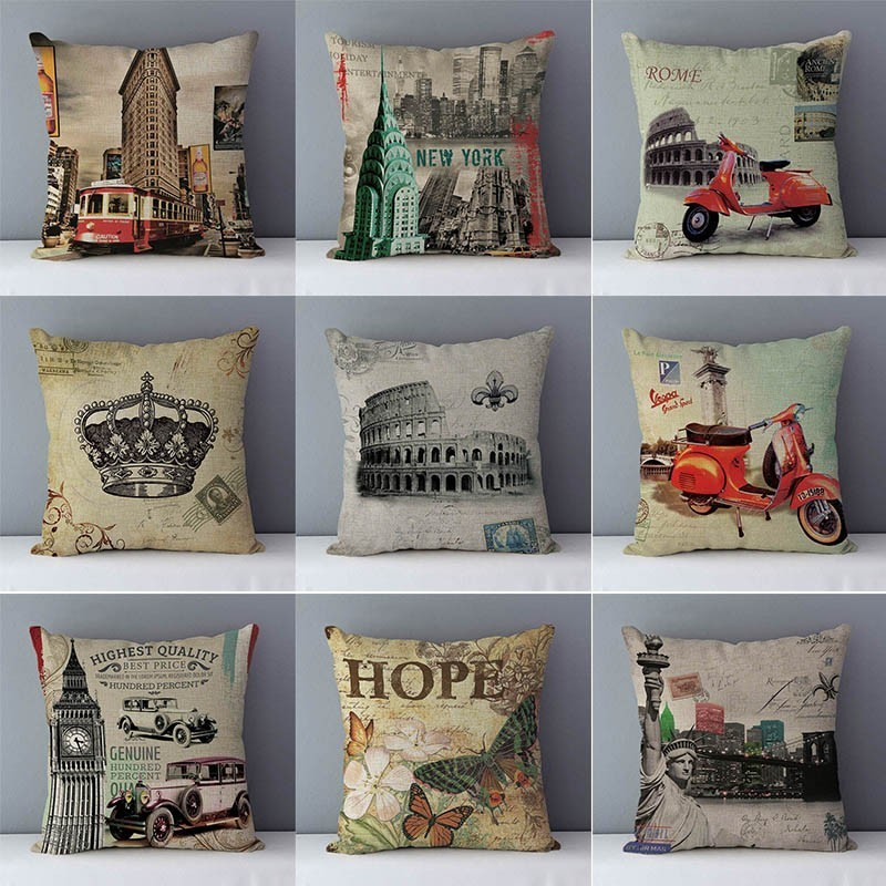 Kućni ukrasni jastuci za kauč Nova klasična europska slikovita zgrada jastuci za posteljinu s printom jastuci za sjedala jastučnica bez jezgre