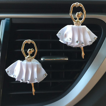 Rhinestone Ballet Girls Освежител за въздух в колата Парфюм Мирис Auto Interior Decor Outlet Vents Clip Нов автомобилен аксесоар за дама