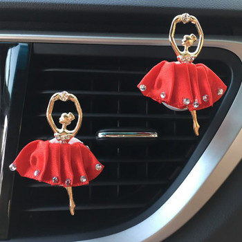 Rhinestone Ballet Girls Освежител за въздух в колата Парфюм Мирис Auto Interior Decor Outlet Vents Clip Нов автомобилен аксесоар за дама