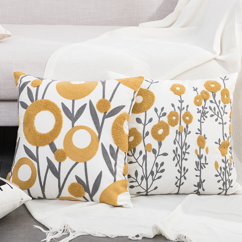 Molotu Nordic Flower Design pamut bojtos szövet hímzés párnahuzatok dekoratív