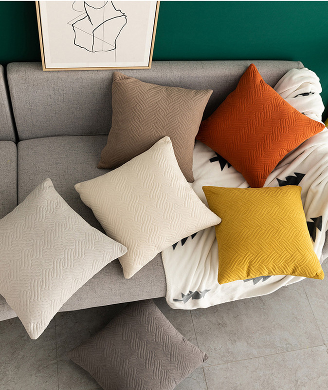 Jednostavan baršunasti jastuk 45x45 Jastučnica s valovitom naboranom čistom bojom Dekoracija doma Jastuk za kauč Naslon za krevet Noćni naslon Smeđi bacajući jastuk