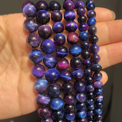 AAA+ ljubičasto plavo tigrovo oko perle prirodnog kamena okrugle labave perle za izradu nakita DIY narukvica ogrlica 4 mm 6 mm 8 mm 10 mm 12 mm