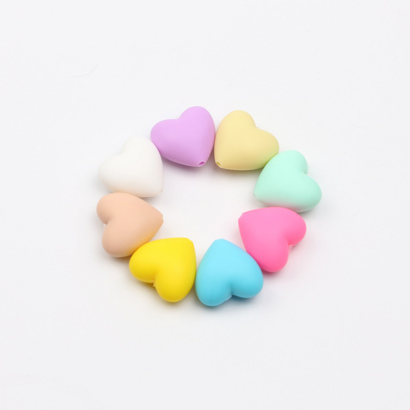TYRY.HU 50 komada velikih silikonskih kuglica u obliku srca, dječje grickalice za DIY izradu nakita, ogrlice, sigurne za BPA, dječje igračke za žvakanje