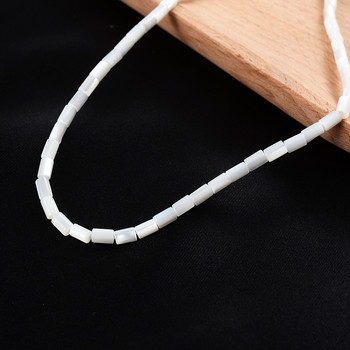 Бял естествен седеф Shell Tube Beads Charm Shell Loose Spacer Bead За изработка на бижута Колие Занаяти Аксесоари
