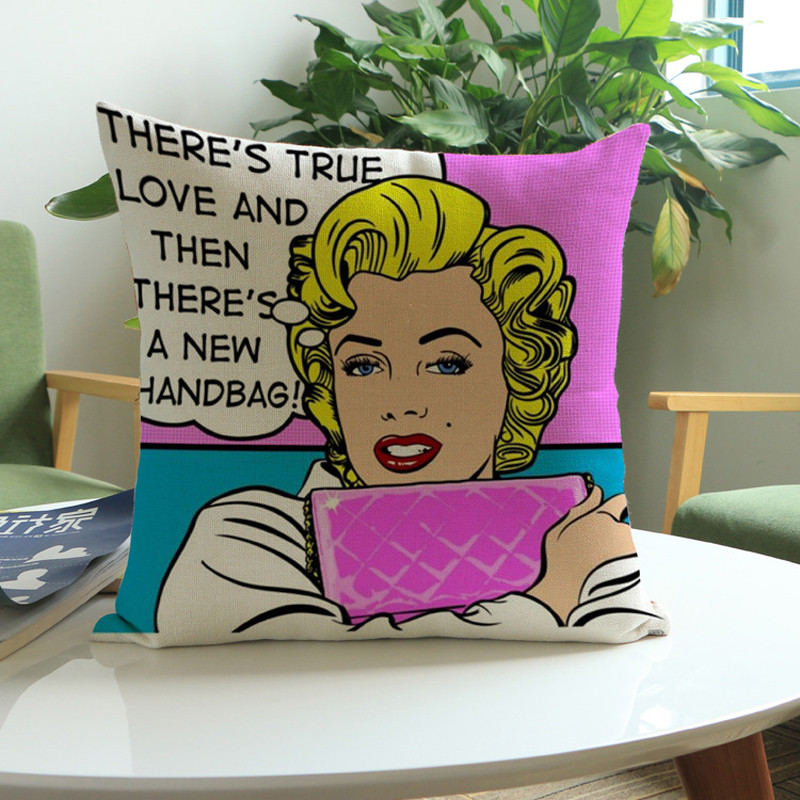Pamut vászon Modern pop art szexi női lány szoba díszpárnák párnahuzat autós kanapé Irodai nappárna Dekoratív koszorúk 45*45cm