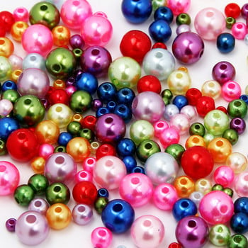 Микс размер 3/4/5/6/8 мм мъниста с дупка Цветни перли Кръгли акрилни имитация на перли Направи си сам за изработка на бижута