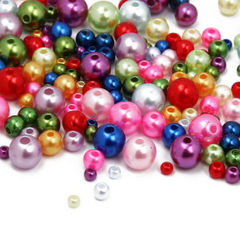 Микс размер 3/4/5/6/8 мм мъниста с дупка Цветни перли Кръгли акрилни имитация на перли Направи си сам за изработка на бижута