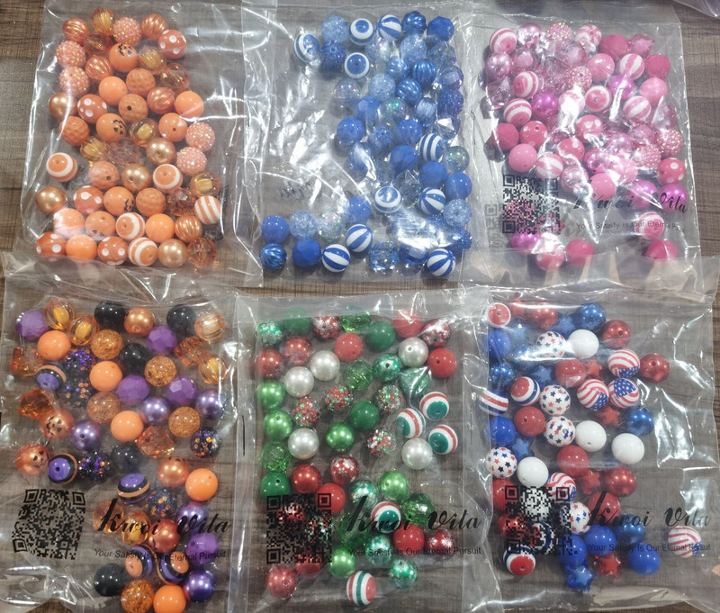 Kwoi vita AM-017 Noć vještica Crna Narančasta Ljubičasta Mješavina Akrilne perle za djecu Ogrlica s krupnim perlama Nakit 20 mm 50 kom Puno