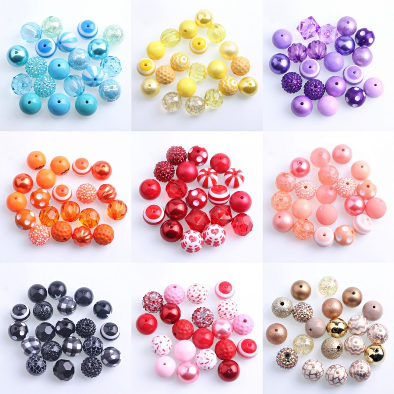 Kwoi vita AM-017 Noć vještica Crna Narančasta Ljubičasta Mješavina Akrilne perle za djecu Ogrlica s krupnim perlama Nakit 20 mm 50 kom Puno