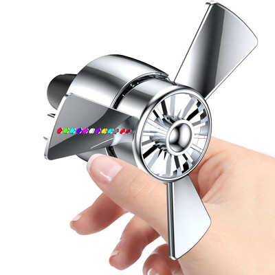 Propeller autós légfrissítők LED fénnyel, autóipari forgó propeller légcsavar kilépő ventilátor szellőző kapcsok esszenciális parfüm