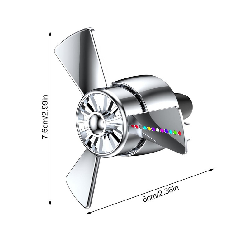 Propeller autós légfrissítők LED fénnyel, autóipari forgó propeller légcsavar kilépő ventilátor szellőző kapcsok esszenciális parfüm
