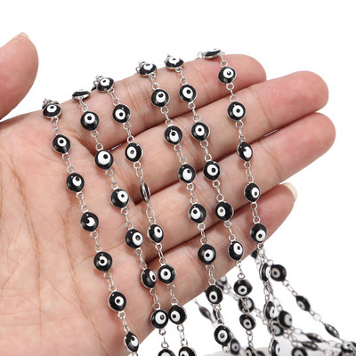 1 metar 6 mm lanac za oči od nehrđajućeg čelika zlatno crno/crveno Tureće oko krunice lanac veleprodaja lančića nalazi