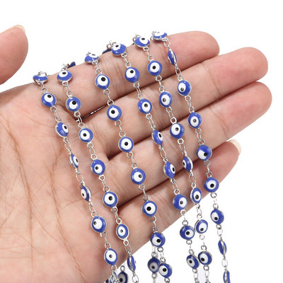 1 metar 6 mm lanac za oči od nehrđajućeg čelika zlatno crno/crveno Tureće oko krunice lanac veleprodaja lančića nalazi