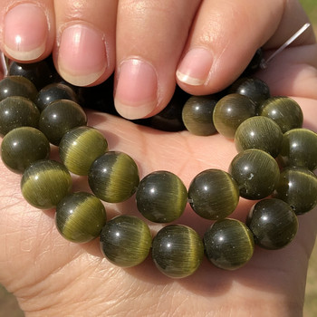 Φυσική πέτρα Peridot Green Cat Eye Opal Glass Loose Spacer Moonstone Beads For Jewelry Making DIY Βραχιόλια ευρήματα 4/6/8/10MM