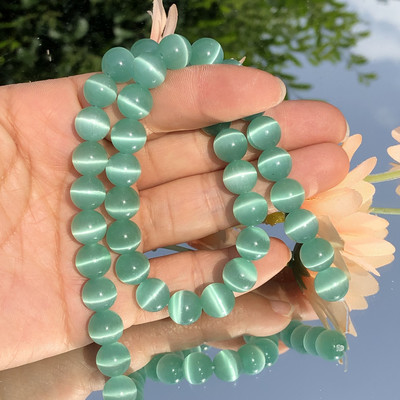 Prirodni kamen Peridot Zeleno mačje oko Opal Staklo Loose Spacer Perle mjesečevog kamena za izradu nakita Nalaz za narukvice DIY 4/6/8/10MM