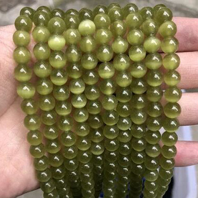 Prirodni kamen Peridot Zeleno mačje oko Opal Staklo Loose Spacer Perle mjesečevog kamena za izradu nakita Nalaz za narukvice DIY 4/6/8/10MM