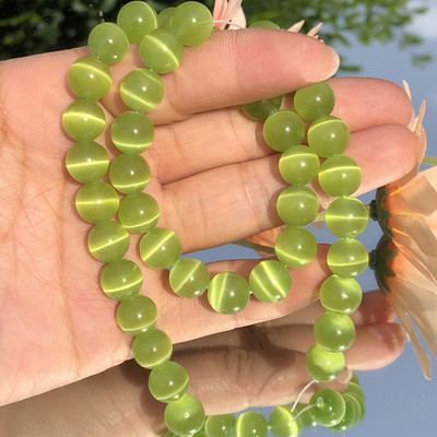 Prirodni kamen Peridot Zeleno mačje oko Opal Staklo Loose Spacer Perle mjesečevog kamena za izradu nakita Nalaz za narukvice DIY 4/6/8/10MM