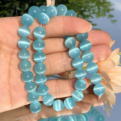 Prirodni kamen Peridot Zeleno mačje oko Opal Staklo Loose Spacer Perle mjesečevog kamena za izradu nakita Nalaz za narukvice DIY 4/6/8/10MM