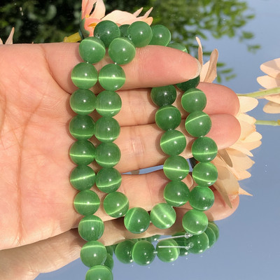 Prirodni kamen Peridot Zeleno mačje oko Opal Staklo Loose Spacer Perle mjesečevog kamena za izradu nakita Nalaz za narukvice DIY 4/6/8/10MM