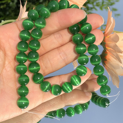 Prirodni kamen Peridot Zeleno mačje oko Opal Staklo Loose Spacer Perle mjesečevog kamena za izradu nakita Nalaz za narukvice DIY 4/6/8/10MM