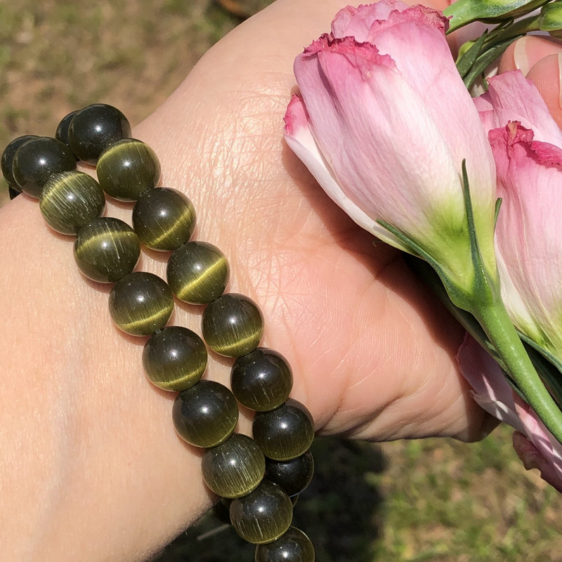 Prirodni kamen Peridot Zeleno mačje oko Opal Staklo Loose Spacer Perle mjesečevog kamena za izradu nakita Nalaz za narukvice DIY 4/6/8/10MM