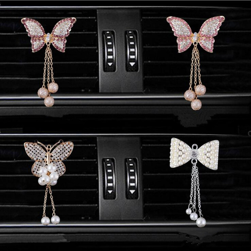 Leptir Otvor za ventilaciju automobila Parfem Umjetni kristal Auto Dekoracije Privjesak Slatki stil automobila Čvrsti miris Osvježivač zraka