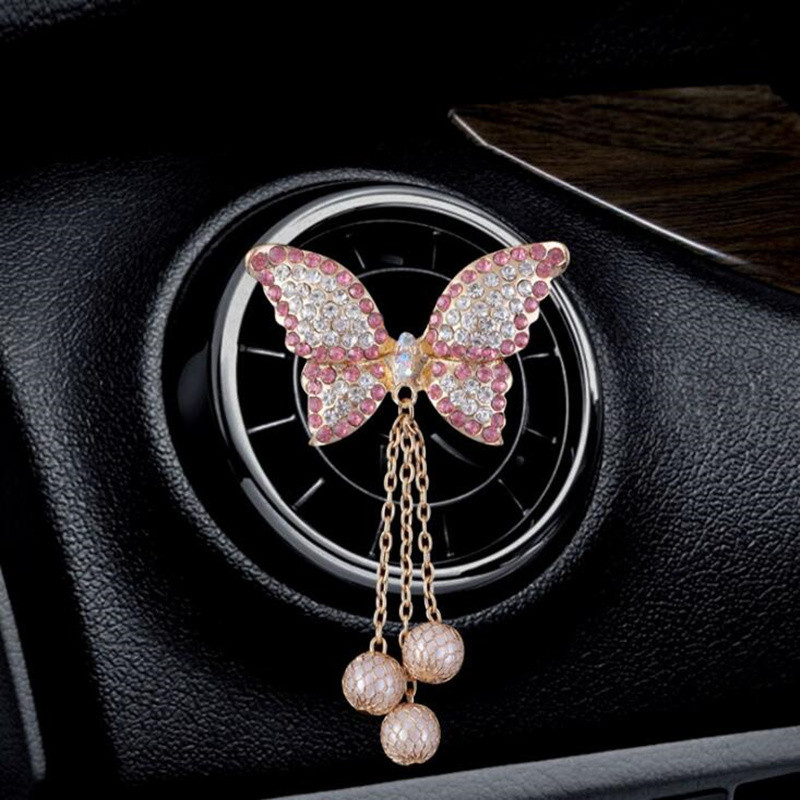 Leptir Otvor za ventilaciju automobila Parfem Umjetni kristal Auto Dekoracije Privjesak Slatki stil automobila Čvrsti miris Osvježivač zraka