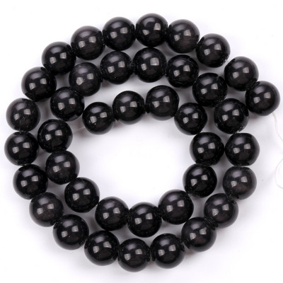 Prirodni crni kamen mačje oko 4/6/8/10/12 MM labave okrugle perle za izradu nakita DIY narukvice Dodaci Veleprodaja 15"